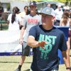 Jerry Lutz has a little fun with whiffle ball at the Pizza Festival.